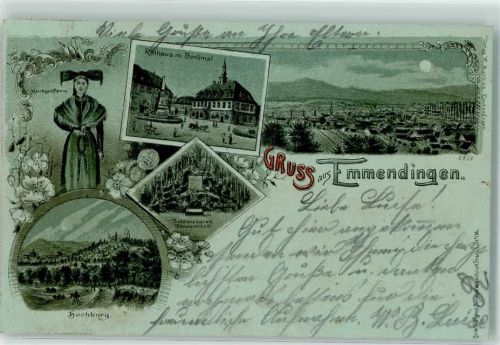 Emmendingen 1901 Markgräfler Tracht Soldatengrab Rathaus Denkmal