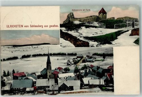Ulrichstein 1907 Schlossruine Turm Winter
