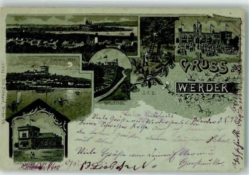 Werder 1898 Bismarck-Höhe Friedrichshöhe Gerlachshöhe Wachtelburg Bahnpost Berlin Zg. 368