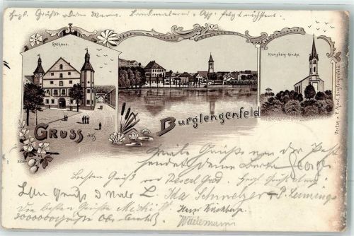 Burglengenfeld 1899 Kreuzberg-Kirche Rathaus Lithographie