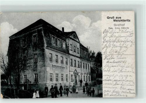 04758 O7260 Weichteritz Foto AK Gasthaus zu den sechs Linden