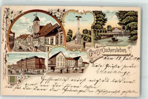 Oschersleben 1899 Halberstädter-Straße Realschule Kriegerdenkmal Bodewehr
