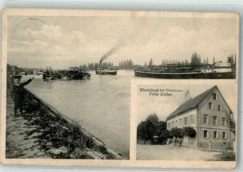 77963 W7635 Ottenheim , Schwarzw 1909 - Rheinlust Dampfer Binnenschiff