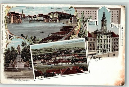 Steyr Ennsbrücke Österreichische Waffenfabrik Rathaus Werndl Denkmal