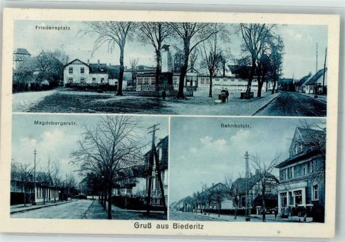 Biederitz 1902 Friedensplatz Magdeburgerstraße Bahnhofstraße Bahnpost Magdeburg- Leipzig