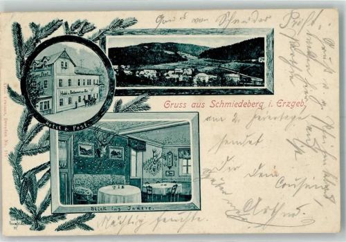 Schmiedeberg 1900 Hotel zur Post Aufenthaltszimmer Tannenzweig