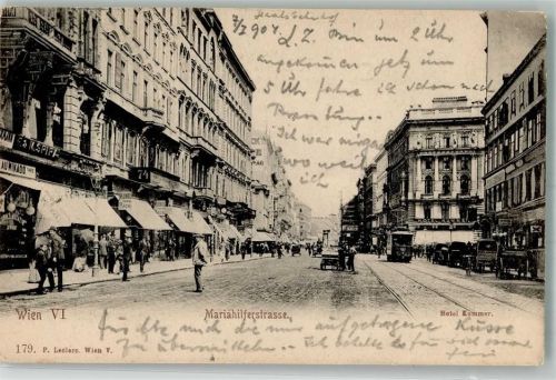 Wien 1904 Mariahilferstraße Hotel Kummer Straßenbahn