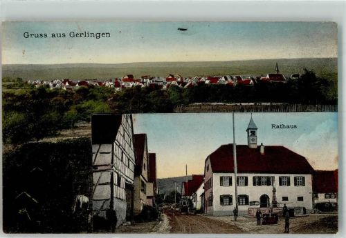 Gerlingen 1919 Rathaus Brunnen