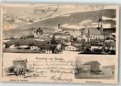 Teisendorf 1903 Bahnhof Bahnhofsrestaurant Staufen