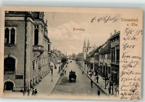 Schönebeck 1906 Breiteweg St. Jakobi-Kirche Kutsche