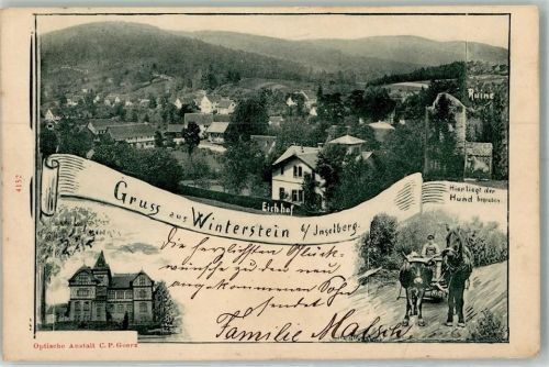 Winterstein 1904 Eichhof Rinder-Pferdefuhrwerk Ruine