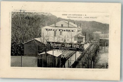 15537 O1252 Grünheide , Mark 1913 Prägedruck Passepartout Gasth zum Vater Fielitz Franz Fielitz