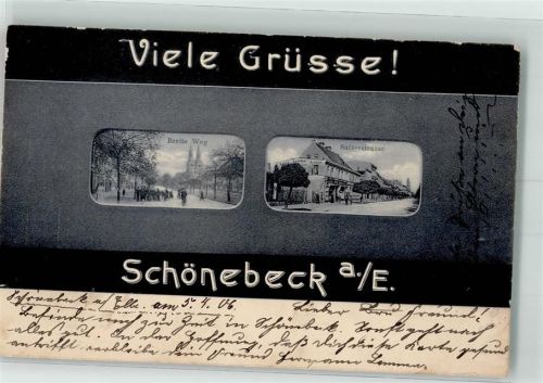Schönebeck 1906 Breite Weg Salzerstraße Passepartout
