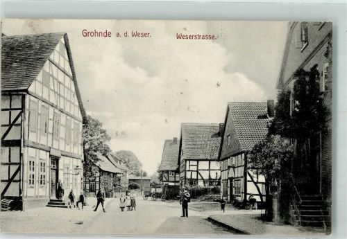 Grohnde 1913 Weserstraße Fachwerkhäuser