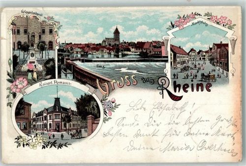 Rheine 1897 Kaiserl. Postamt Kriegerdenkmal Marktplatz Ems