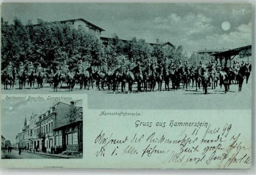 Hammerstein 1899 Gasthaus Bourdos Langestrasse Kaserne Uniform Reiter