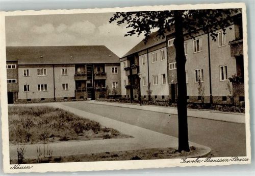 14641 O1550 Nauen , Havelland Foto AK Genoba-Baussen-Straße Siedlungshäuser