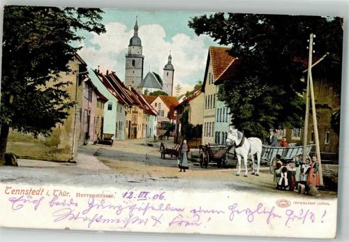 Bad Tennstedt 1906 Herrenstraße Fuhrwerk Schimmel Kirche Trinitatis