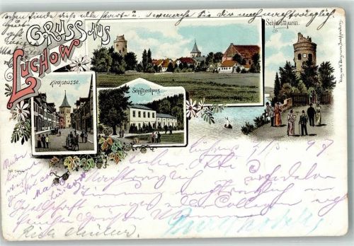 Lüchow 1897 Lithographie Kirchstraße Schützenhaus Schlossturm