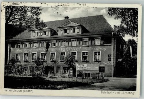 Immendingen Bahnhof-Hotel "Brodhag" Bahnpoststempel