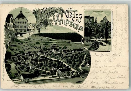 Wildberg 1902 Rathaus Klosterbrücke Bahnhof