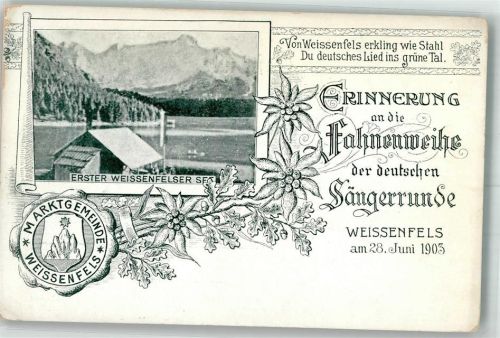 Weißenfels 1903 Sängerrunde Weissenfels 1903 Fahnenweihe Erster Weissenfelser See Edelweis