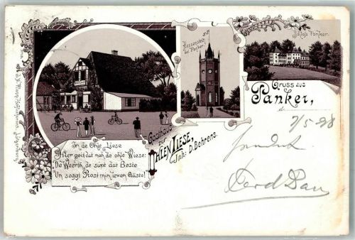 Panker 1898 Verläufer Druck 1890 - 95 Gasthaus zur Ohlen Liese Hessenstein Schloss Panker