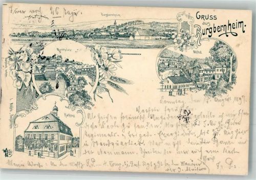 Burgbernheim 1897 Verläufer Druck 1890 - 95 Rathaus Waldbad Marktplatz Verlag Ottmar Zieher-München