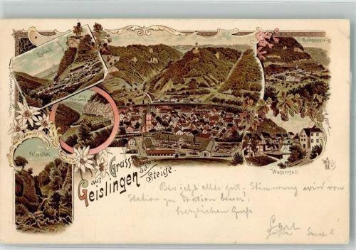 Geislingen 1897 Felsental Alb-Übergang Rogensteig Wasserfall Eybach Verlag Ottmar Zieher-München