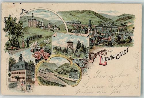 Ludwigsstadt 1901 Schloß Lauenstein Rathaus Bahnhof Zeibig's Turm