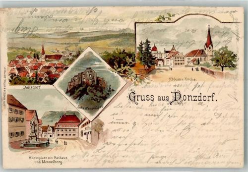 Donzdorf 1900 Schloss u. Kirche Scharfenschloss Marktplatz Rathaus