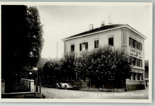 79730 W7886 Murg , Baden Gebrauchsspuren Foto AK Gasthaus zum Hirschen Oldtimer-Cabriolett