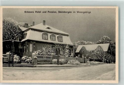 31737 W3262 Steinbergen , Wesergeb Foto AK Hotel Krömer Winter