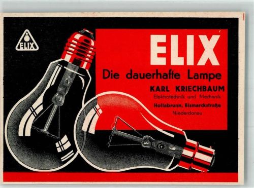 Hollabrunn Werbung ELIX Karl Kriechbaum Bismarckstr. Glühbirnen