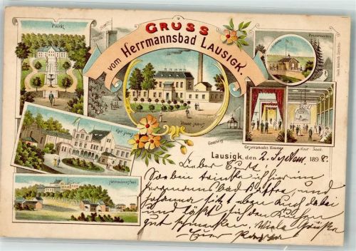 Bad Lausigk 1898 Hermannsbad Badehaus Park Kurhaus Promenaden Fridola