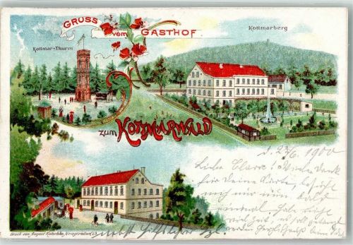 Ebersbach 1900 Gasthaus zum Kottmarwald Kottmar-Turm Kottmarberg