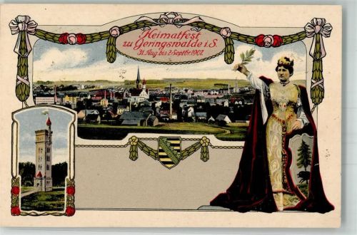 Geringswalde 1907 Geraldswaldener Heimatfest 1907 Aussichtsturm Wappen