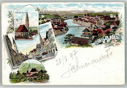 Steyr 1897 Stadtpfarrkirche Stadtplatz