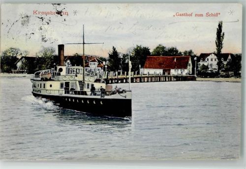 Kressbronn 1906 Gasthaus zum Schiff Dampfer Bootsanlegestelle