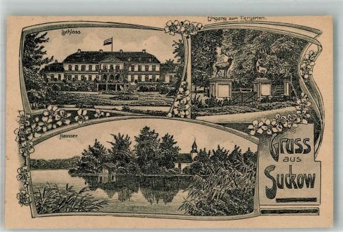 Suckow 1921 Schloss Tiergarten-Eingang Hirschskulpturen Haussee