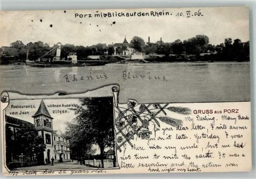 Köln Porz 706 1906 Gasthaus z. schönen Aussicht Dampfer