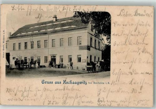 Zschaagwitz 1900 Gasthaus Pferde Fuhrwerk Kutsche