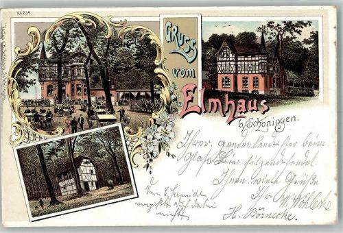 Schöningen 1897 Gasthaus Elmhaus Gartenwirtschaft Soldatenbrief