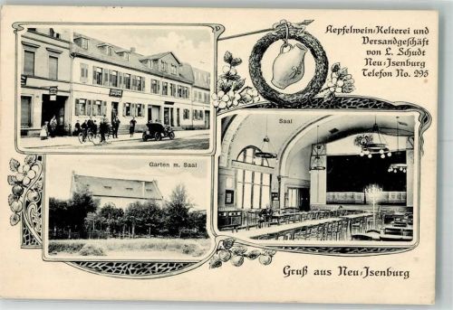 Neu-Isenburg 1915 Äpfelweinkelterei u. Versandgeschäft L. Schudt Oldtimer Fahrrad
