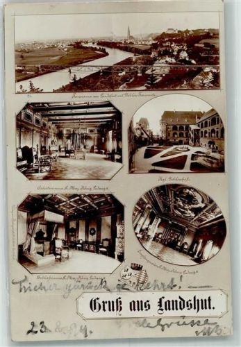Landshut 1899 Adelskorrespondenz IsarSchloss Trausnitz Kgl. Schlosshof Konigliche Räume v. König Ludwig II Frühes Foto