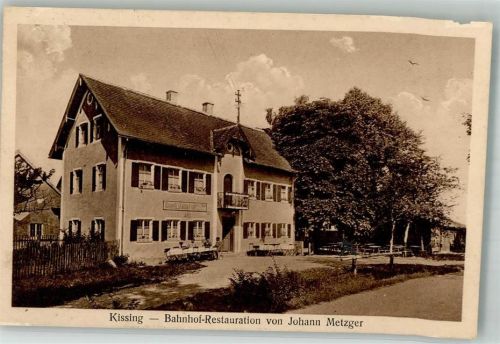 Kissing Bahnhof-Gasthaus Metzger Foto AK