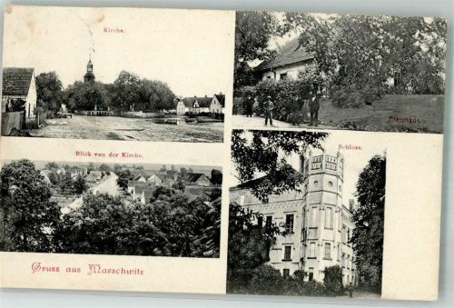 Marschwitz 1907 Schloss Dorfstrasse Pfarrhaus