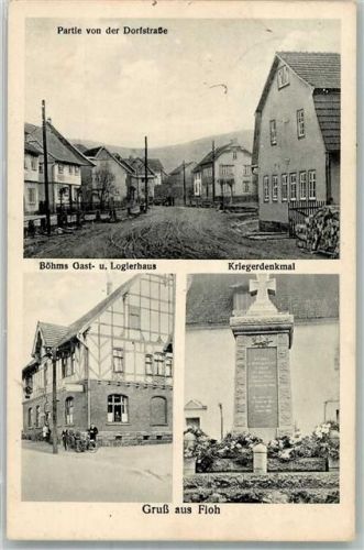 98593 O6084 Floh - Gasthaus Böhm Kriegerdenkmal Dorfstraße