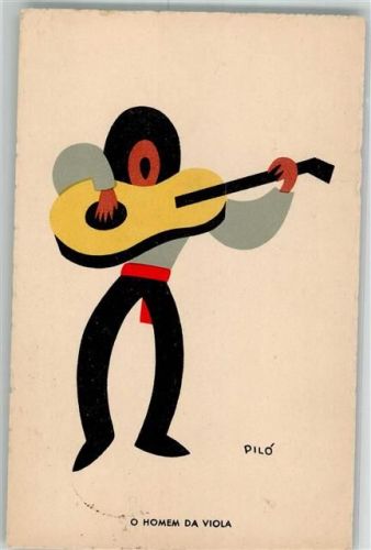 Lisboa sign. Pilo Portugal Illustration Nr. 7 O Homem da Viola