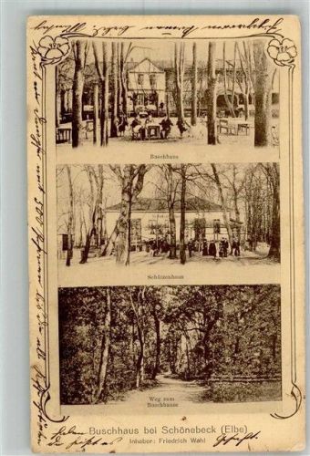 Schönebeck 1909 Gasthaus Buschhaus Garten Gasthaus Schützenhaus Waldweg
